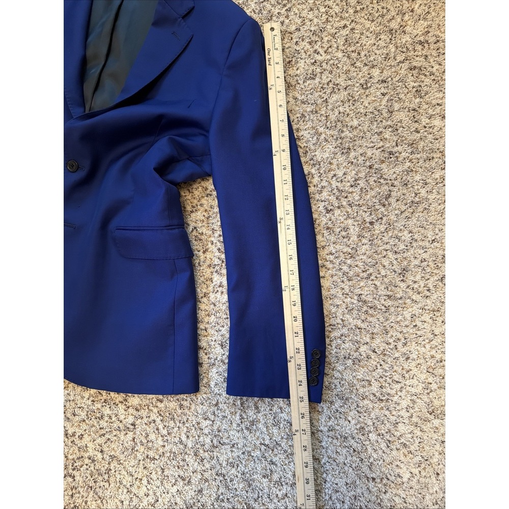 YSL Yves Saint Laurent Jacket Royal Blue Italy 44R Rayon/Viscosa Double  Vent - Picture 12 of 12